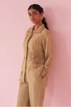 Buy_Studio Bagechaa_Peach Gulmina Green Embroidered Shirt Pant Set _Online_at_Aza_Fashions