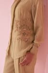 Studio Bagechaa_Peach Gulmina Green Embroidered Shirt Pant Set _at_Aza_Fashions