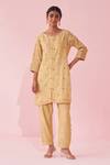 Buy_Studio Bagechaa_Gulbadam Yellow Embroidered Kurta Set _at_Aza_Fashions