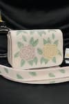 Buy_Kainiche by Mehak_White Sequins Embellished Floral Raw Silk Handbag _at_Aza_Fashions