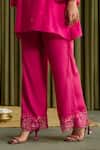 One Not Two_Pink Silk, Satin Embroidery, Sequins, Beads Round Neck Hot Kurta Set _Online_at_Aza_Fashions