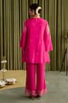 Shop_One Not Two_Pink Silk, Satin Embroidery, Sequins, Beads Round Neck Hot Kurta Set _at_Aza_Fashions