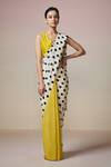 Buy_Dressfolk_Yellow , Handloom Polka Dot Saree With Unstitched Blouse Piece _at_Aza_Fashions