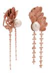 Buy_Trupti Mohta_Rose Gold Pearls Baroque Earrings With Drops _Online_at_Aza_Fashions