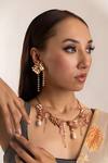 Shop_Trupti Mohta_Rose Gold Pearls Baroque Earrings With Drops _Online_at_Aza_Fashions