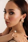 Trupti Mohta_Rose Gold Pearls Baroque Earrings With Drops _at_Aza_Fashions