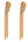 Trupti Mohta_Gold Plated Cascade Earrings With Green Accents _Online_at_Aza_Fashions