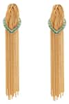 Buy_Trupti Mohta_Gold Plated Cascade Earrings With Green Accents _Online_at_Aza_Fashions