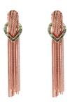 Shop_Trupti Mohta_Rose Gold Stones Cascade Earrings With Green Accents _at_Aza_Fashions