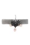 Shop_Trupti Mohta_Handcrafted Baroque Pewter Choker Necklace _at_Aza_Fashions