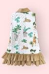 Shop_LA DEE DA_White Safari Print Sleeveless Dress For Girls _at_Aza_Fashions