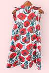 Shop_LA DEE DA_Multi Color Cotton Poppy Bloom Bow Floral Dress _at_Aza_Fashions