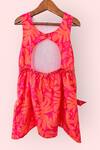 Shop_LA DEE DA_Pink Monstera Bloom Cotton Shift Dress For Girls _at_Aza_Fashions