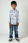 Buy_LA DEE DA_Off White Tom And Jerry Print Boys Cotton Shirt For Boys _at_Aza_Fashions