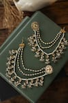 Shop_Do Taara_Gray Pearls Kundan Onyx Designer Earrings _at_Aza_Fashions