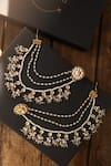 Shop_Do Taara_Gray Pearls Kundan Onyx Designer Earrings _Online_at_Aza_Fashions