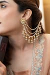 Do Taara_Gray Pearls Kundan Onyx Designer Earrings _at_Aza_Fashions