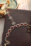 Shop_Do Taara_Red Stones Polki Hathphool Bracelet _at_Aza_Fashions