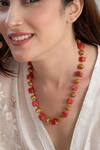 Buy_Do Taara_Orange Red And Beaded Necklace _at_Aza_Fashions