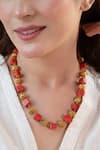 Do Taara_Orange Red And Beaded Necklace _Online_at_Aza_Fashions