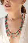 Buy_Do Taara_Red Layered Necklace With Turquoise And _at_Aza_Fashions