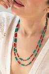 Buy_Do Taara_Red Layered Necklace With Turquoise And _Online_at_Aza_Fashions