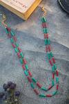 Shop_Do Taara_Red Layered Necklace With Turquoise And _at_Aza_Fashions