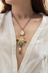 Buy_Do Taara_Purple Kundan Pendant Necklace _at_Aza_Fashions