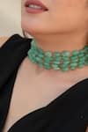 Shop_Do Taara_Mint Layered Fluorite Choker Necklace _Online_at_Aza_Fashions