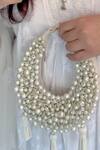 Bhavna Kumar_White Pearls, Tassels Embellished Moon Mini Bag _Online_at_Aza_Fashions