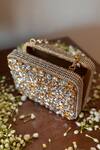 Buy_Bhavna Kumar_Kundan Embroidered Clutch Bag With Chain Strap _Online_at_Aza_Fashions