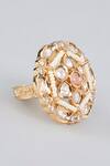 Auraa Trends_Gold Plated Stones Finish Pearl Moissanite Ring_Online_at_Aza_Fashions