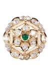 Shop_Auraa Trends_Gold Plated Imitation Diamonds Floral Kundan Gemstone Ring_Online_at_Aza_Fashions