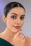 Buy_Auraa Trends_Gold Plated Imitation Diamonds Floral Kundan Gemstone Ring_at_Aza_Fashions