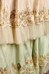 Buy_Blue Lotus Design_Mint Silk Embroidery Round Neck Layered Lehenga Set _Online_at_Aza_Fashions