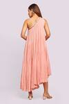 Shop_Blue Lotus Design_Peach Asymmetric Ruffled Midi Dress _at_Aza_Fashions