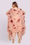 Shop_Blue Lotus Design_Peach Floral Print Cape And Kurta Set _at_Aza_Fashions