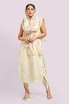 Blue Lotus Design_Ivory Printed Organza Dupatta Kurta Set _Online_at_Aza_Fashions