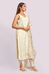 Buy_Blue Lotus Design_Ivory Printed Organza Dupatta Kurta Set _Online_at_Aza_Fashions