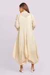 Shop_Blue Lotus Design_Embroidered Ivory Drape Midi Dress _at_Aza_Fashions