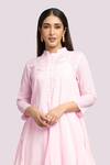 Blue Lotus Design_Embroidered Light Pink Drape Dress _Online_at_Aza_Fashions