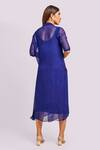 Shop_Blue Lotus Design_Blue Designer Drape Midi Dress _at_Aza_Fashions