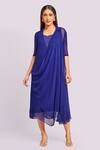 Buy_Blue Lotus Design_Blue Designer Drape Midi Dress _Online_at_Aza_Fashions