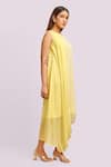 Buy_Blue Lotus Design_Yellow Ombre Drape Midi Dress _Online_at_Aza_Fashions
