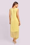 Shop_Blue Lotus Design_Yellow Ombre Drape Midi Dress _at_Aza_Fashions