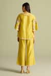 Shop_Chandrima_Yellow Floral Mosaic Chanderi Palazzo Pants _at_Aza_Fashions