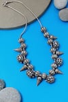 Buy_Mero Jewellery_Silver Plated Tribal Spoke Necklace_at_Aza_Fashions