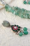 Mero Jewellery_Green Stones Silver Jade Kundan Long Necklace Set _Online_at_Aza_Fashions