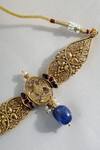 Shop_Mero Jewellery_Gold Plated Kundan Lapis Designer Choker _at_Aza_Fashions