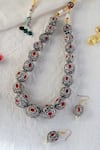 Buy_Mero Jewellery_Red Rhinestones Silver Ruby Victorian Necklace Set _at_Aza_Fashions